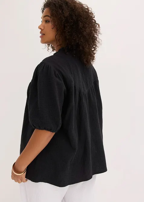 Kurzarmbluse aus luftigem Musselin, bonprix