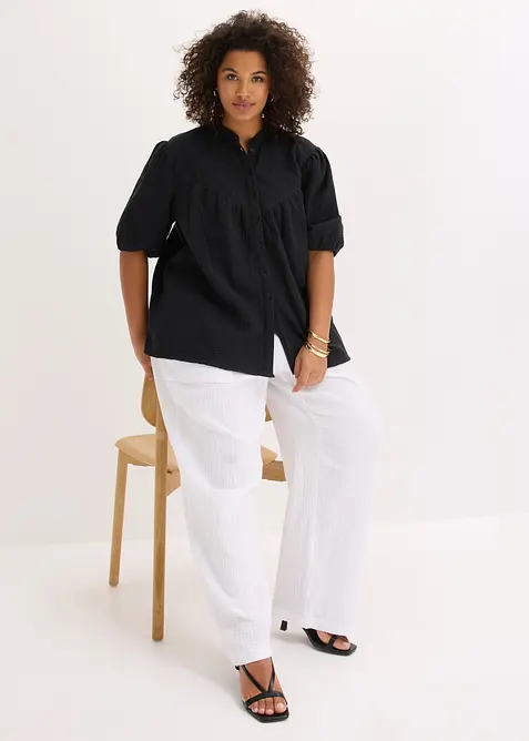 Kurzarmbluse aus luftigem Musselin, bonprix