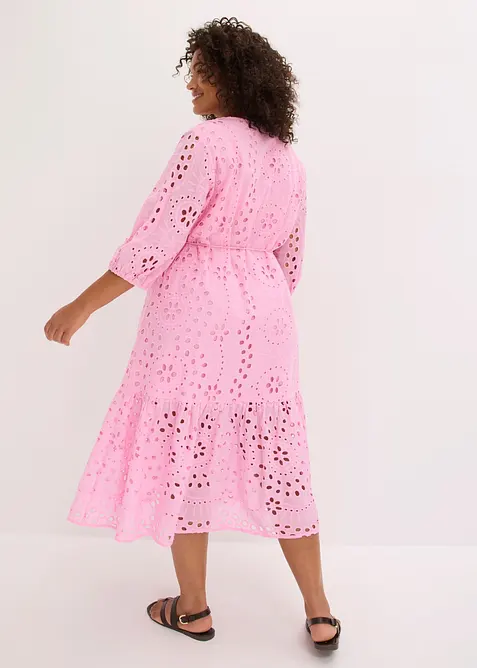 Robe midi en broderie anglaise 100% coton, bonprix
