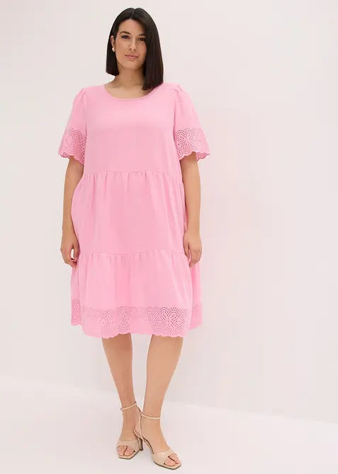 Robe en gaze de coton &agrave; broderies anglaises, bonprix