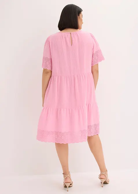 Robe en gaze de coton &agrave; broderies anglaises, bonprix