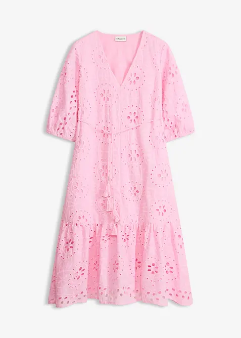 Midikleid aus reiner Baumwolle mit Lochstickerei, bonprix