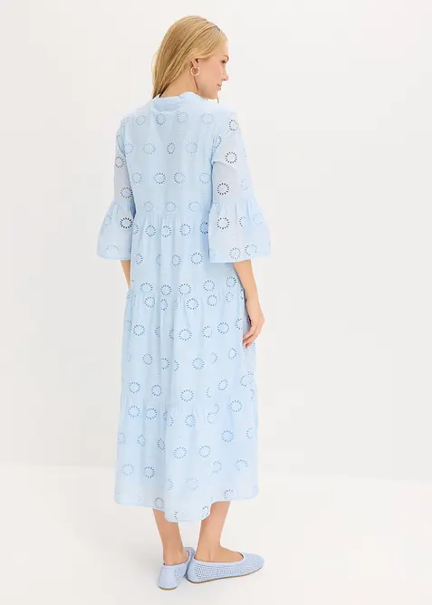 Robe longue 100% coton &agrave; broderies anglaises, bonprix