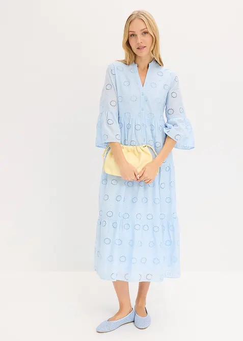 Robe longue 100% coton &agrave; broderies anglaises, bonprix