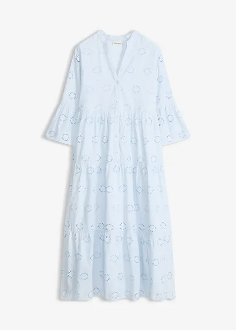 Robe longue 100% coton &agrave; broderies anglaises, bonprix