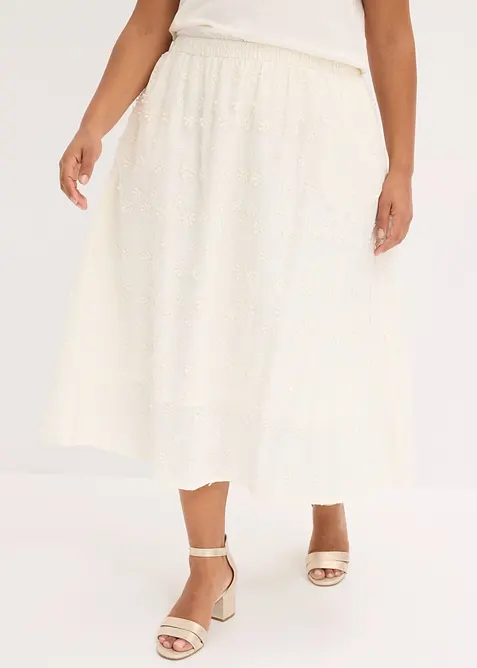 Midirock mit Blumenstickerei, bonprix