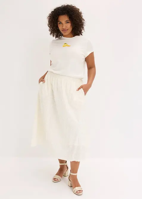 Midirock mit Blumenstickerei, bonprix