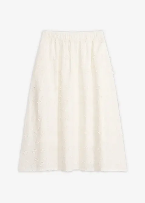 Jupe midi &agrave; broderie florale, bonprix