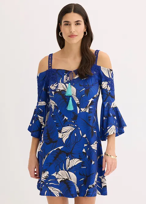 Robe &eacute;vas&eacute;e &agrave; encolure Bardot, bonprix
