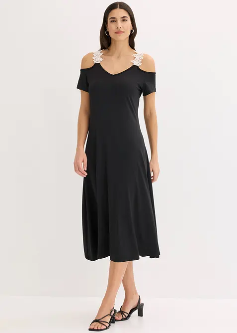 Jerseykleid mit H&auml;kelspitze, bonprix