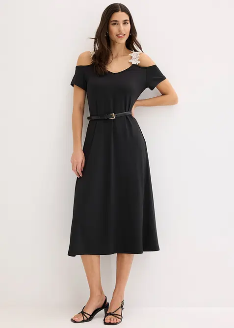 Jerseykleid mit H&auml;kelspitze, bonprix