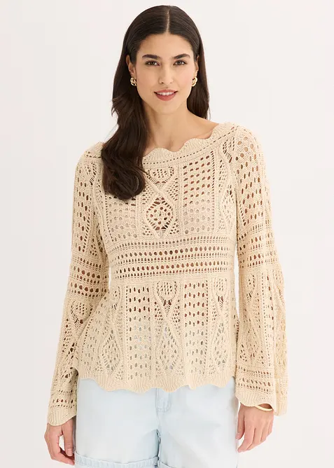 T-shirt en maille ajour&eacute;e, bonprix