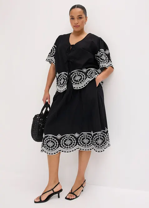 Lochstickerei-Bluse aus reiner Baumwolle, bonprix