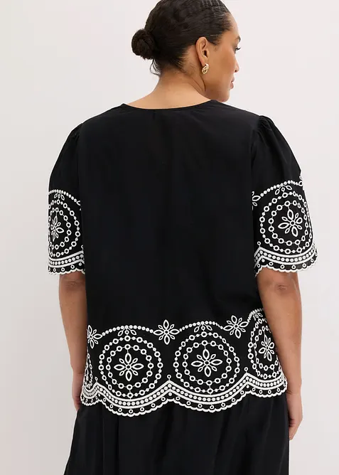 Lochstickerei-Bluse aus reiner Baumwolle, bonprix