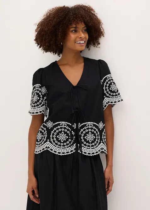 Blouse en broderie anglaise 100% coton, bonprix