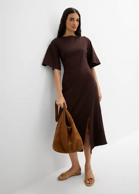 Jerseykleid mit Schlitz aus reiner Bio-Baumwolle, bonprix