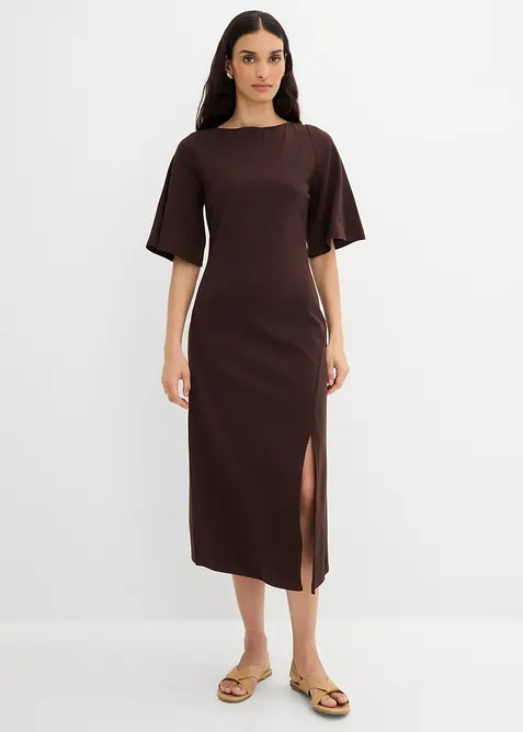 Jerseykleid mit Schlitz aus reiner Bio-Baumwolle, bonprix