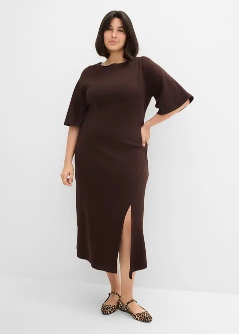 Jerseykleid mit Schlitz aus reiner Bio-Baumwolle, bonprix