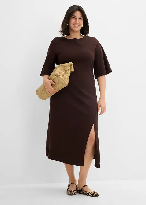 Jerseykleid mit Schlitz aus reiner Bio-Baumwolle, bonprix
