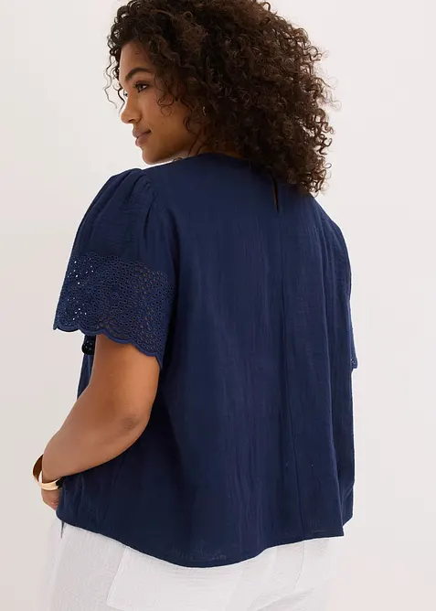 Kurzarmbluse aus luftigem Musselin, bonprix