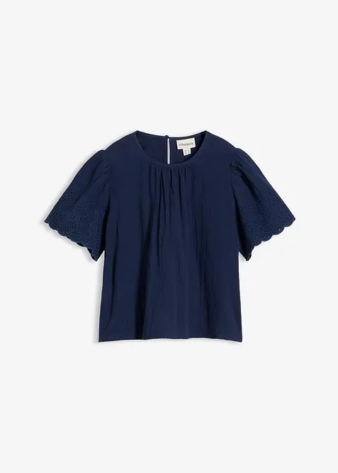 Blouse manches courtes l&eacute;g&egrave;re en gaze de coton, bonprix