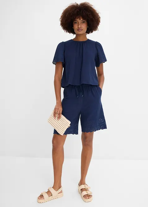 Blouse manches courtes l&eacute;g&egrave;re en gaze de coton, bonprix