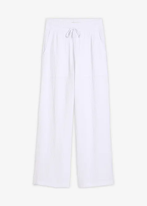 Pantalon l&eacute;ger en gaze de coton, bonprix