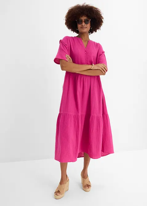 Midikleid aus weichem Musselin, bonprix