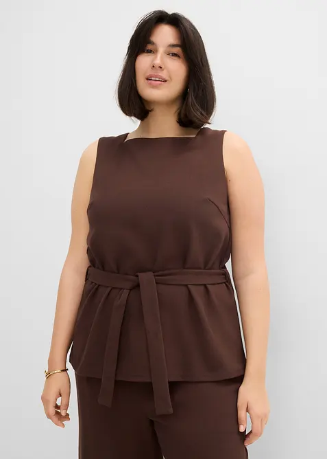 Top en piqu&eacute; avec ceinture &agrave; nouer, bonprix