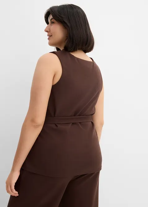 Top en piqu&eacute; avec ceinture &agrave; nouer, bonprix