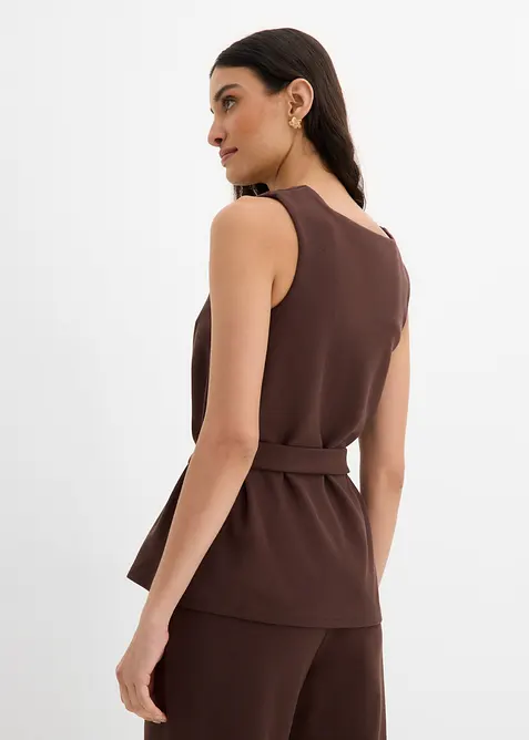 Top en piqu&eacute; avec ceinture &agrave; nouer, bonprix