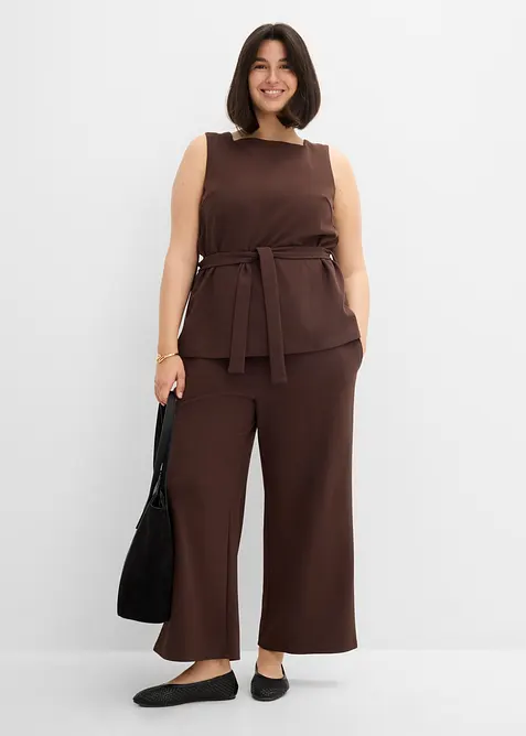 Top en piqu&eacute; avec ceinture &agrave; nouer, bonprix