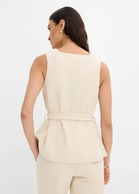 Top en piqu&eacute; avec ceinture &agrave; nouer, bonprix