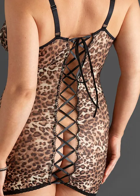 Robe en mesh l&eacute;opard, bonprix