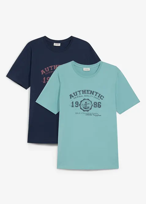 Lot de 2 T-shirts 100% coton, bonprix