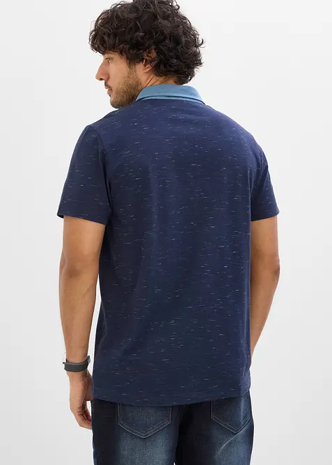 Polo manches courtes &agrave; col tiss&eacute;, bonprix