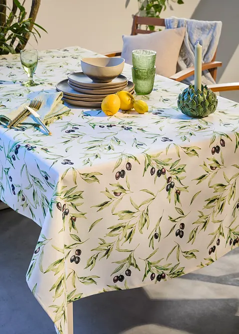 Nappe &agrave; motif branches d&rsquo;olivier, d&eacute;perlante, bonprix