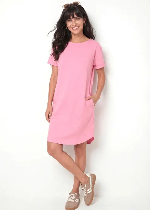 Leichtes Flammgarn Shirtkleid aus Bio Baumwolle (2er Pack), bonprix