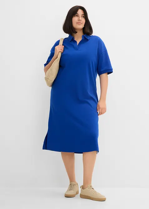 Robe midi 100% coton &agrave; col polo, bonprix