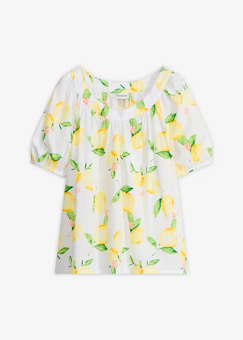 Blouse 100% coton &agrave; manches ballon, bonprix