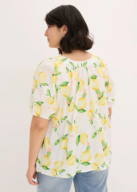 Blouse 100% coton &agrave; manches ballon, bonprix