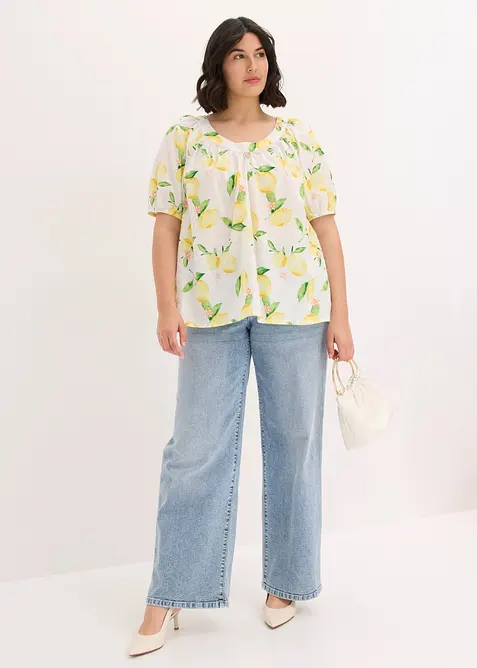 Blouse 100% coton &agrave; manches ballon, bonprix