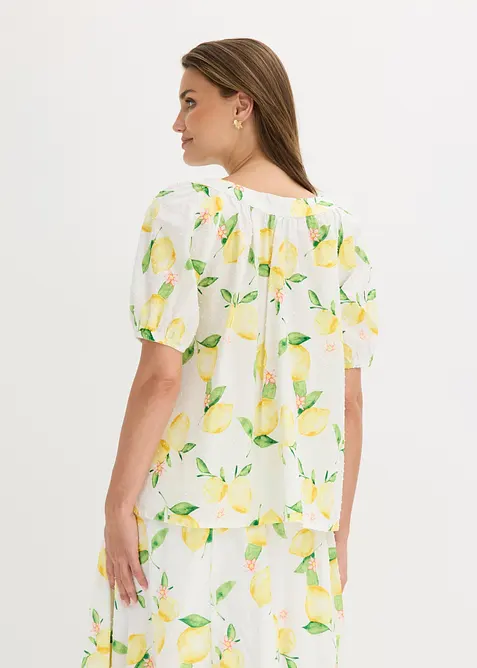 Blouse 100% coton &agrave; manches ballon, bonprix