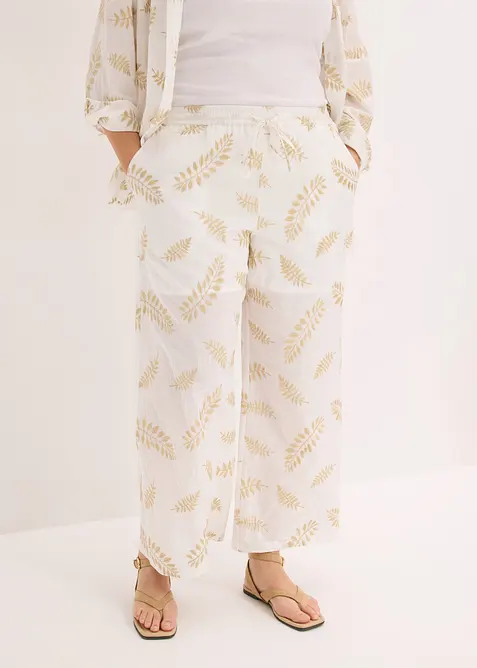 Palazzo-Hose aus reiner Baumwolle mit Stickerei, bonprix