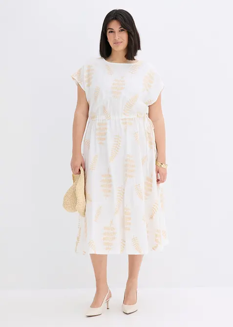 Robe midi brod&eacute;e, bonprix