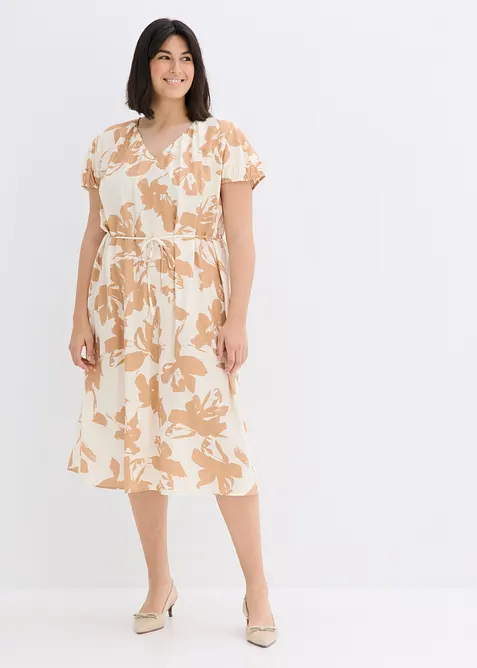 Robe midi fluide en viscose m&eacute;lang&eacute;e, bonprix