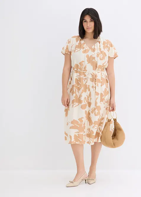 Robe midi fluide en viscose m&eacute;lang&eacute;e, bonprix