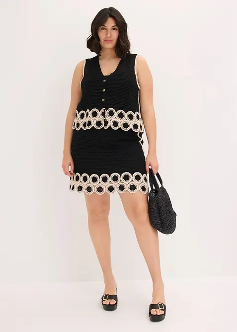 Top boutonn&eacute; en maille 100% coton, bonprix