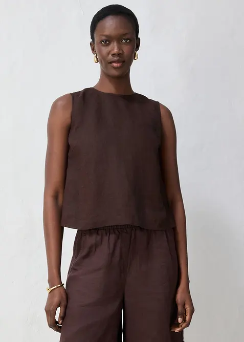 Kurzes Top aus reinem Leinen, bonprix
