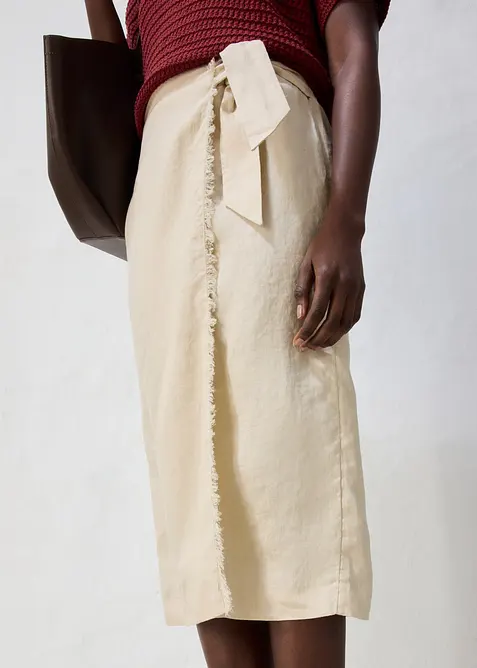 Jupe midi 100&nbsp;% lin, bonprix